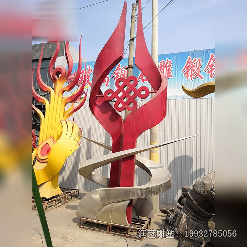 小区不锈钢景观中国结雕塑 小区不锈钢景观中国结雕塑