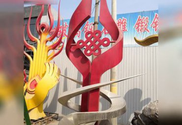 小区不锈钢景观中国结雕塑