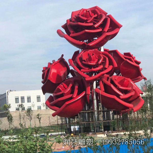 城市景观不锈钢玫瑰花雕塑 城市景观不锈钢玫瑰花雕塑