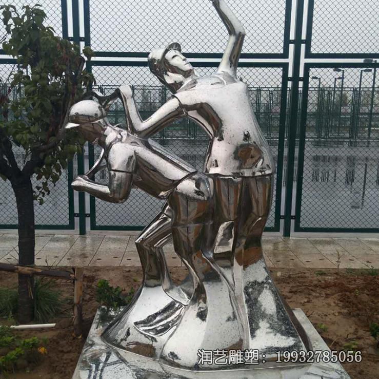 不锈钢广场打羽毛球雕塑 不锈钢广场打羽毛球雕塑