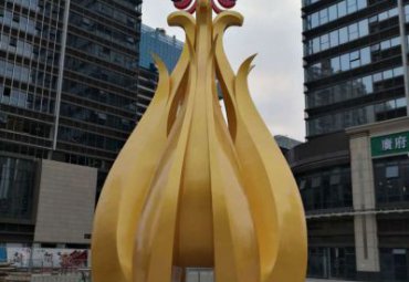 小区不锈钢花苞抽象雕塑