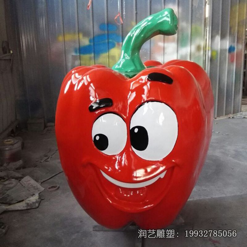 卡通玻璃钢辣椒雕塑 卡通玻璃钢辣椒雕塑