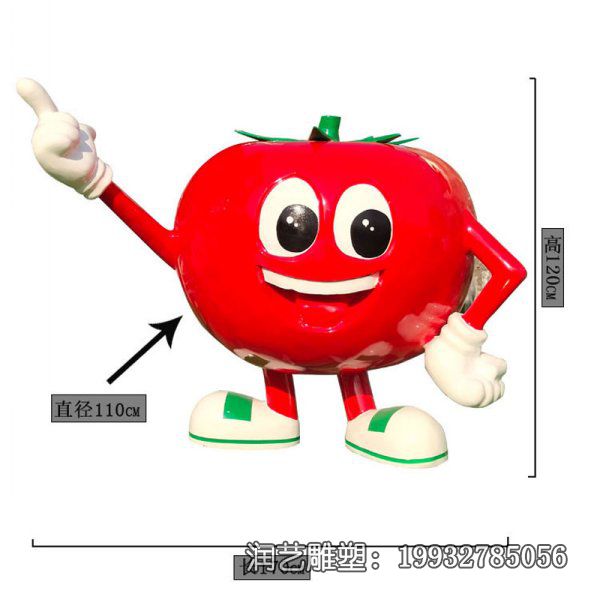 商场玻璃钢卡通西红柿雕塑 商场玻璃钢卡通西红柿雕塑
