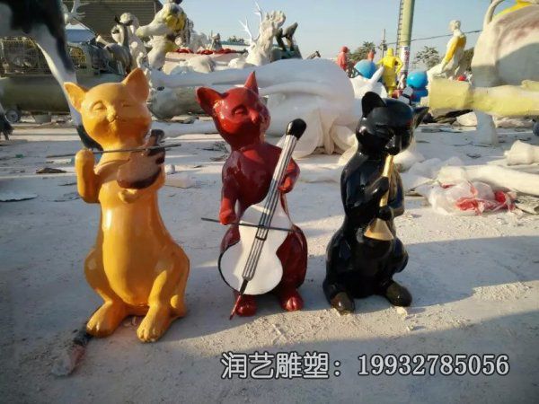 街道玻璃钢猫动物雕塑 街道玻璃钢猫动物雕塑