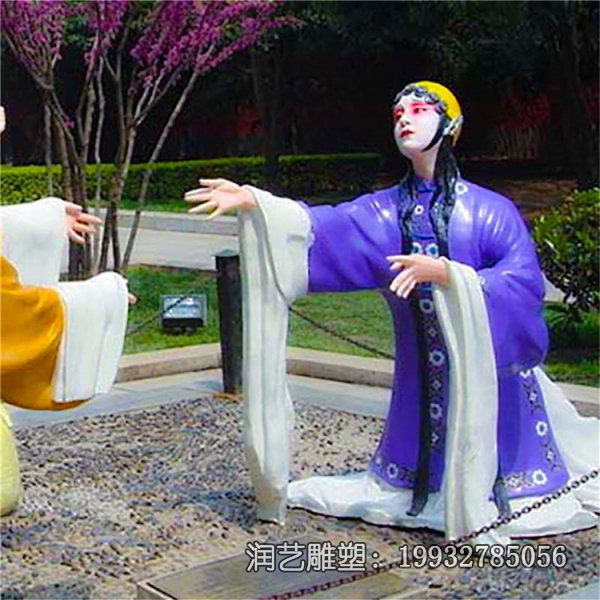 玻璃钢景区唱戏人物雕塑 玻璃钢景区唱戏人物雕塑