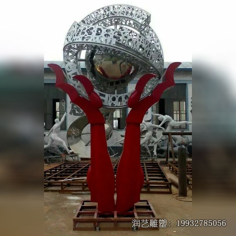 小区不锈钢抽象手雕塑 小区不锈钢抽象手雕塑