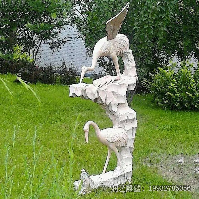 石雕仙鹤动物雕塑 石雕仙鹤动物雕塑