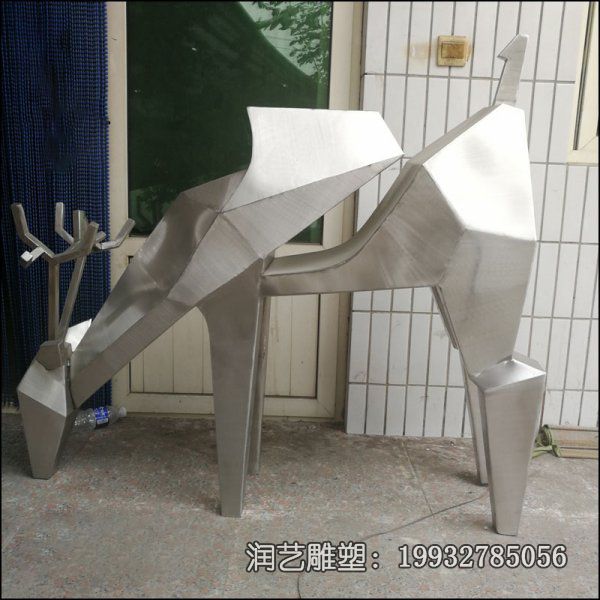 抽象不锈钢鹿动物雕塑 抽象不锈钢鹿动物雕塑