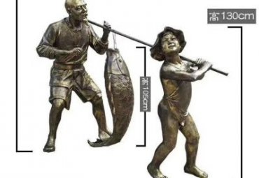 园林铜雕鱼文化人物雕塑