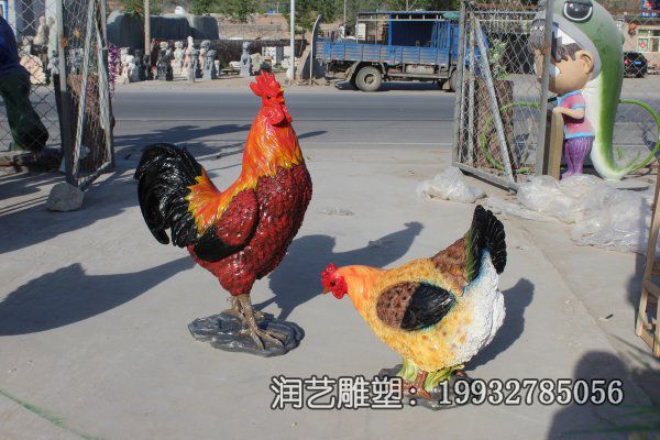 仿真玻璃钢动物鸡雕塑 仿真玻璃钢动物鸡雕塑
