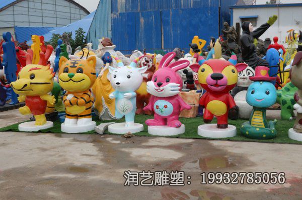 公园玻璃钢十二生肖动物雕塑 公园玻璃钢十二生肖动物雕塑