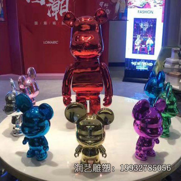 不锈钢街道抽象熊雕塑 不锈钢街道抽象熊雕塑