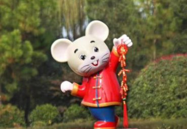玻璃钢草坪老鼠动物雕塑