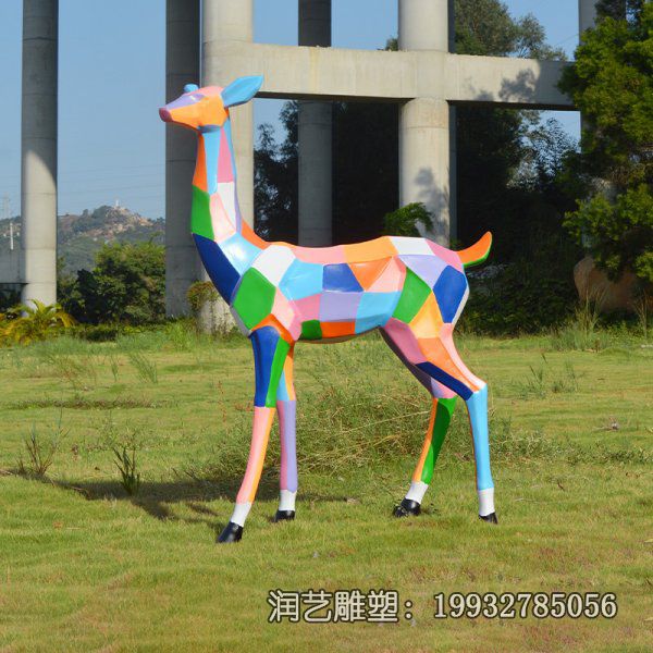 玻璃钢户外鹿雕塑 玻璃钢户外鹿雕塑