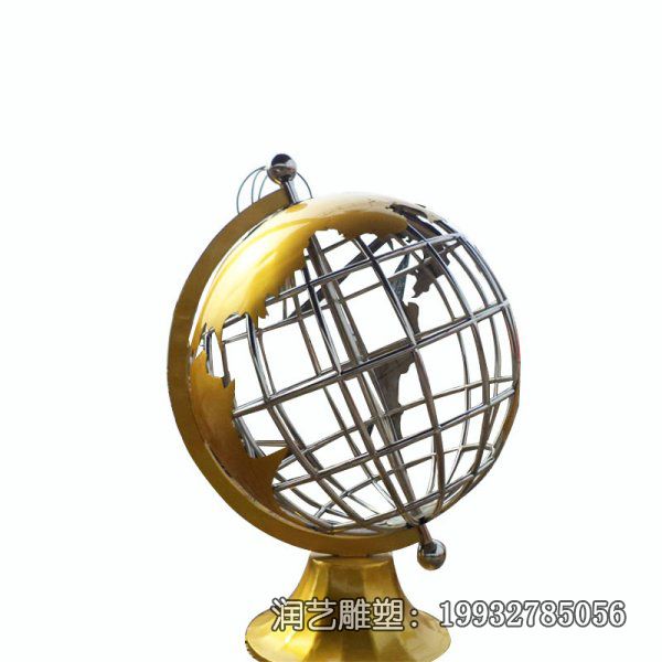企业不锈钢景观地球仪雕塑 企业不锈钢景观地球仪雕塑