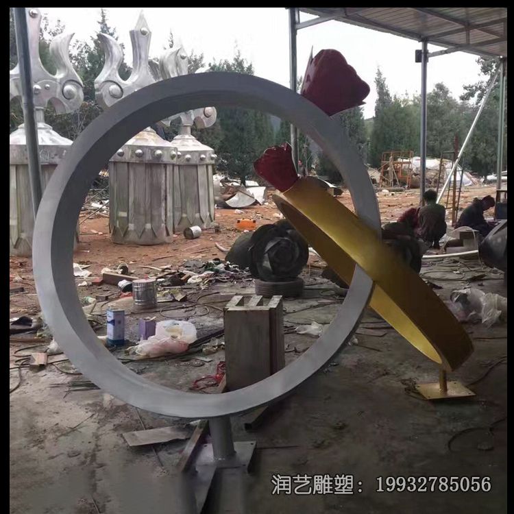 小区不锈钢戒指景观雕塑 小区不锈钢戒指景观雕塑
