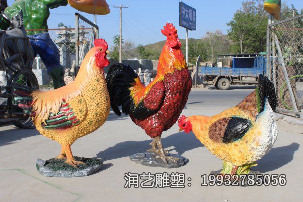 园林玻璃钢仿真鸡雕塑 园林玻璃钢仿真鸡雕塑
