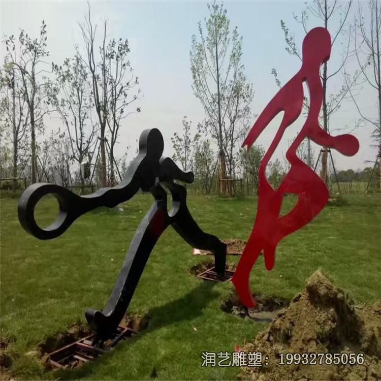 小区不锈钢打羽毛球人物雕塑 小区不锈钢打羽毛球人物雕塑