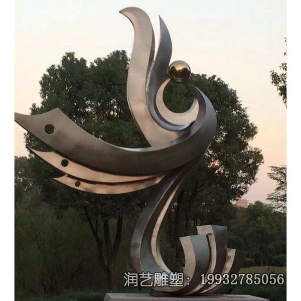 小区不锈钢凤凰抽象雕塑 小区不锈钢凤凰抽象雕塑