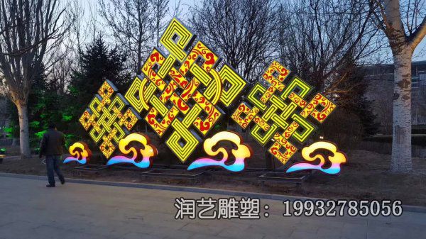 街道不锈钢景观中国结雕塑 街道不锈钢景观中国结雕塑