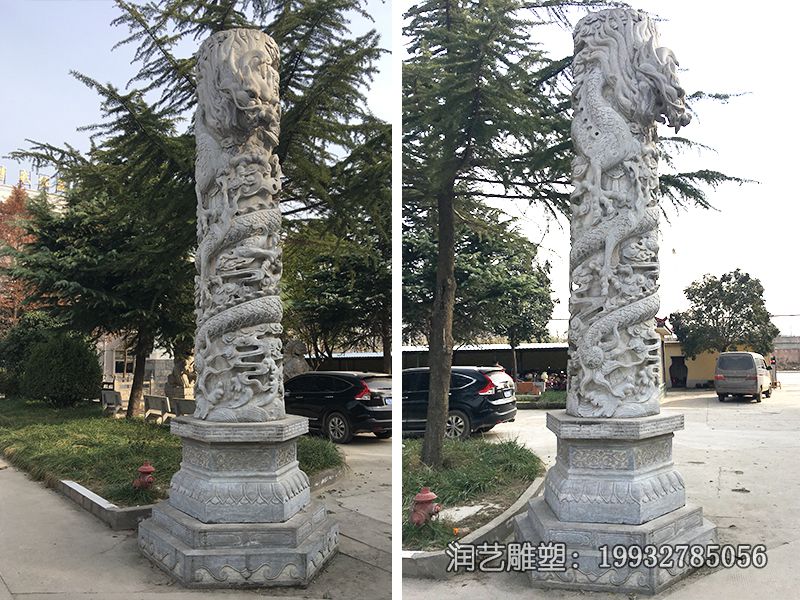 公园龙柱石雕雕塑 公园龙柱石雕雕塑