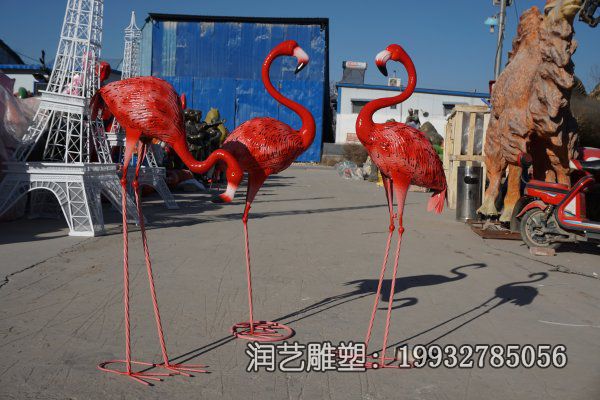 动物玻璃钢城市火烈鸟雕塑 动物玻璃钢城市火烈鸟雕塑