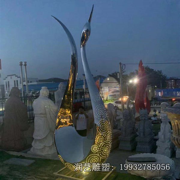 城市抽象不锈钢天鹅雕塑 城市抽象不锈钢天鹅雕塑