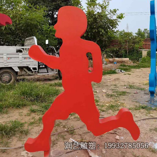 不锈钢草坪跑步雕塑 不锈钢草坪跑步雕塑