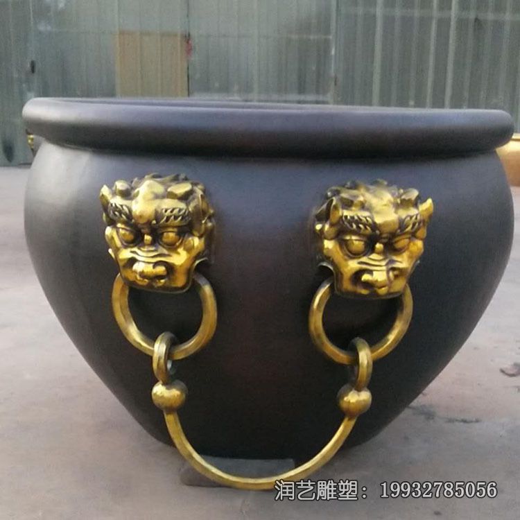 铜雕水缸景观雕塑 铜雕水缸景观雕塑