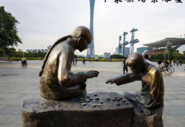下棋人物铜雕雕塑