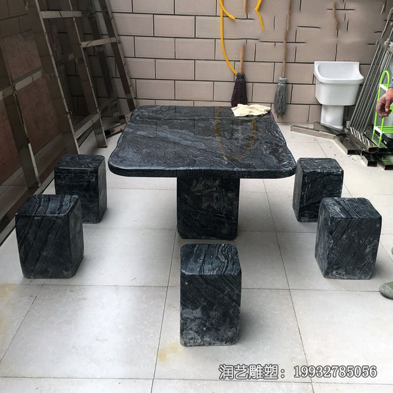桌凳石雕小区雕塑 桌凳石雕小区雕塑