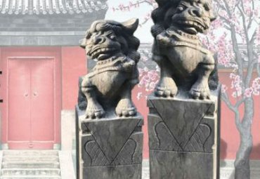 园林狮子拴马桩石雕雕塑
