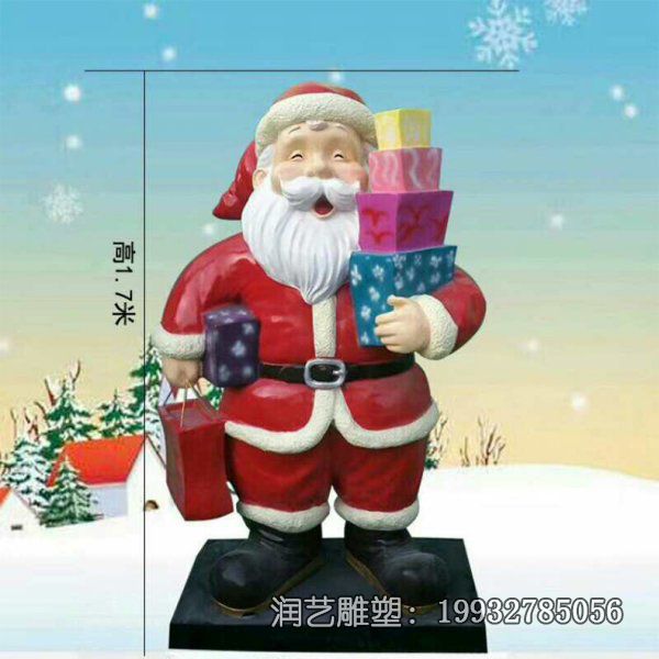 玻璃钢公园圣诞老人人物雕塑 玻璃钢公园圣诞老人人物雕塑