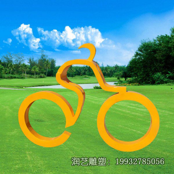 街道不锈钢骑车抽象雕塑 街道不锈钢骑车抽象雕塑
