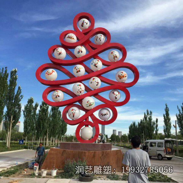 小区不锈钢抽象中国结雕塑 小区不锈钢抽象中国结雕塑