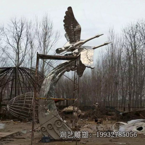 不锈钢企业仙鹤雕塑 不锈钢企业仙鹤雕塑