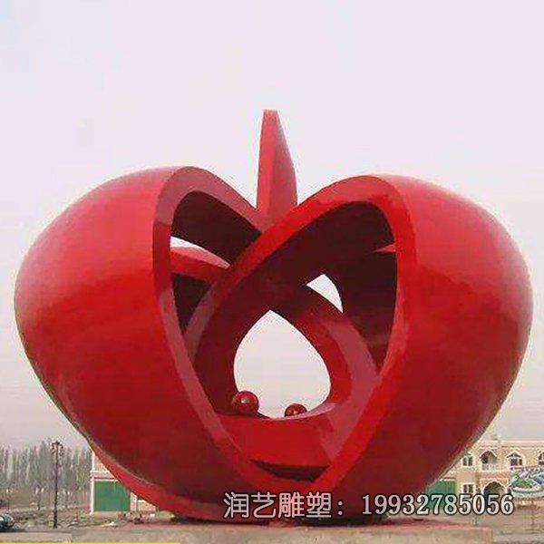 抽象不锈钢广场苹果雕塑 抽象不锈钢广场苹果雕塑
