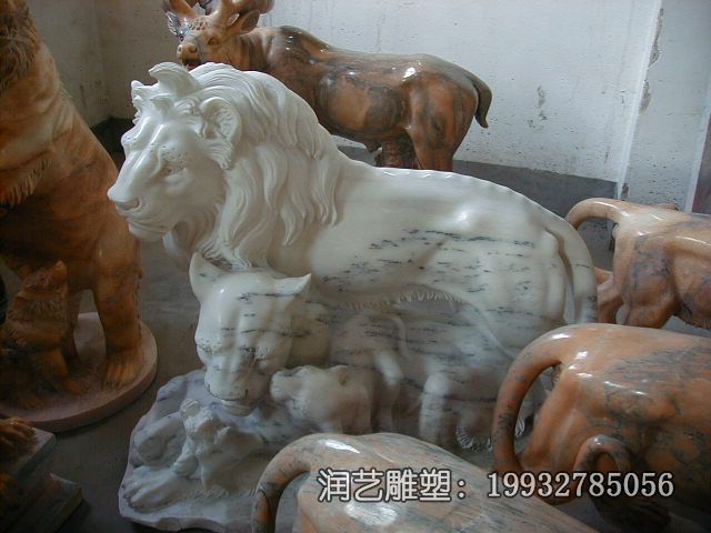 石雕母子动物雕塑 石雕母子动物雕塑