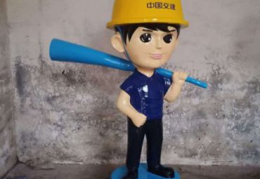 玻璃钢工人卡通雕塑
