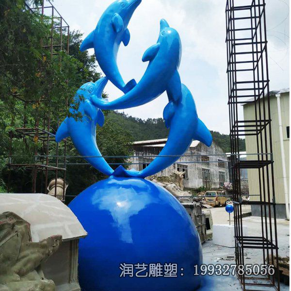 动物玻璃钢广场海豚雕塑 动物玻璃钢广场海豚雕塑