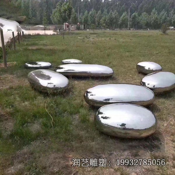草坪景观不锈钢鹅卵石雕塑 草坪景观不锈钢鹅卵石雕塑