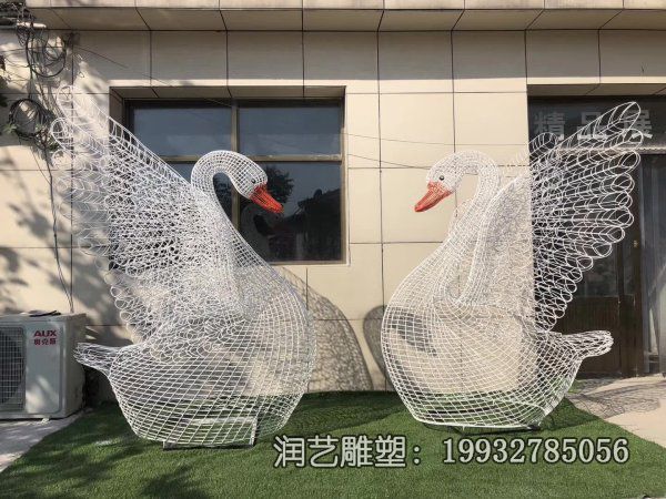 广场不锈钢镂空天鹅雕塑 广场不锈钢镂空天鹅雕塑