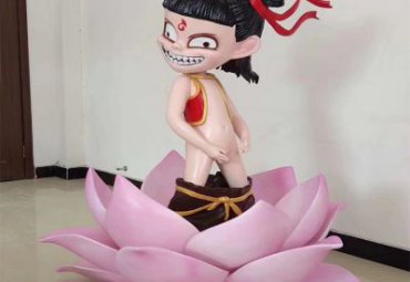 园林玻璃钢哪吒人物雕塑