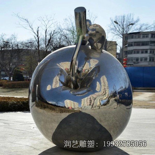 企业不锈钢景观苹果雕塑 企业不锈钢景观苹果雕塑