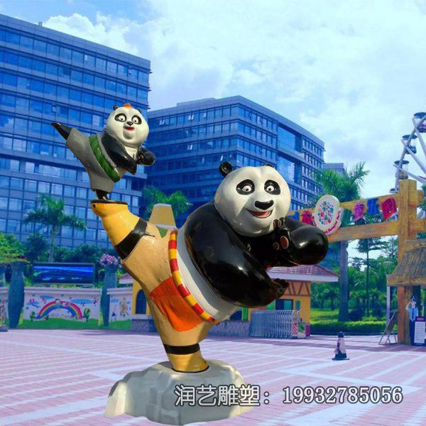 玻璃钢游乐场功夫熊猫雕塑 玻璃钢游乐场功夫熊猫雕塑