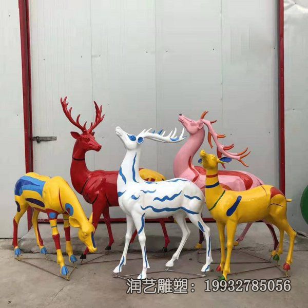 玻璃钢小区鹿雕塑 玻璃钢小区鹿雕塑