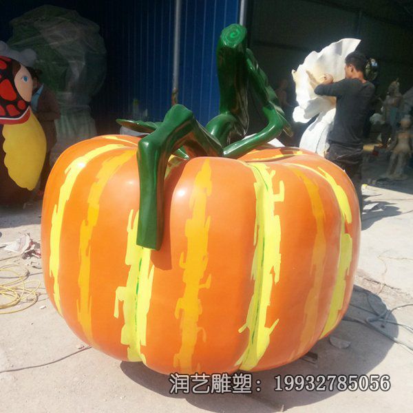 户外玻璃钢景观南瓜雕塑 户外玻璃钢景观南瓜雕塑