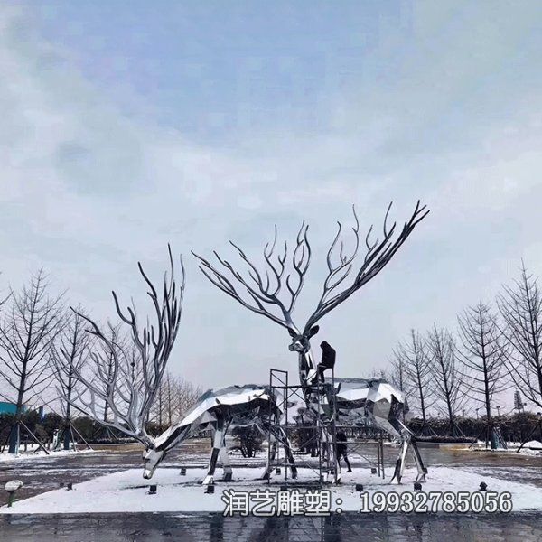 公园鹿不锈钢动物雕塑 公园鹿不锈钢动物雕塑