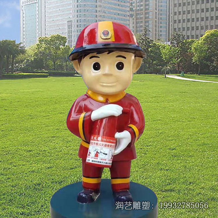 草坪玻璃钢消防员人物雕塑 草坪玻璃钢消防员人物雕塑