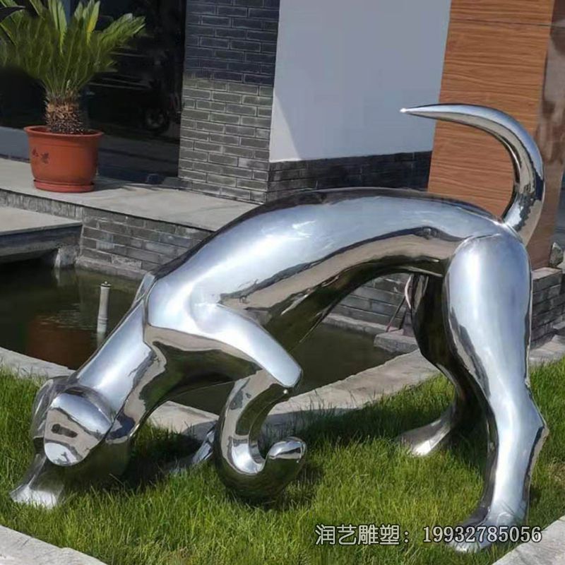 小区动物不锈钢狗雕塑 小区动物不锈钢狗雕塑
